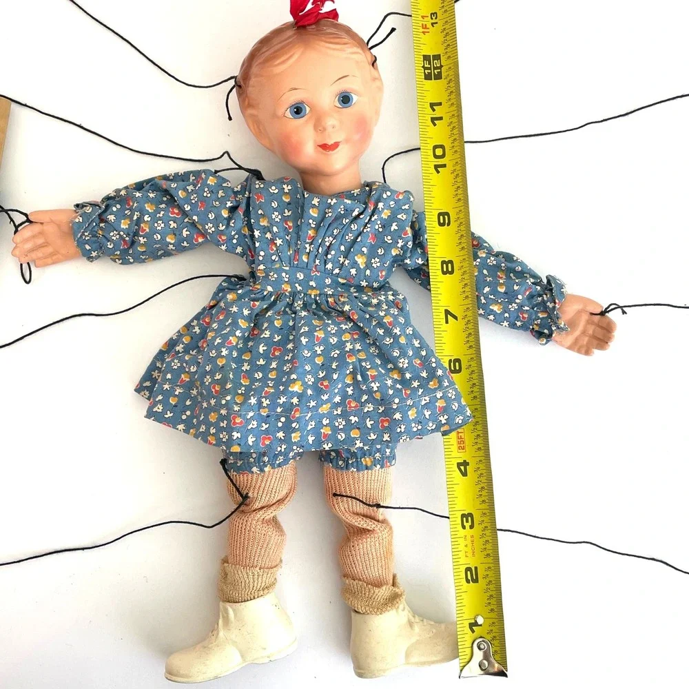 Vintage Antique 30s Effanbee Emily Ann Marionette Puppet Girl Wooden Control 12
